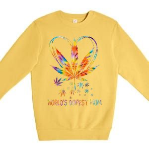 World's Dopest Mom Weed Leaf 420 Funny Mother's Day Premium Crewneck Sweatshirt