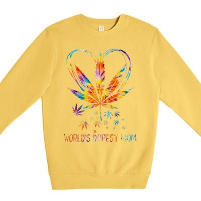 World's Dopest Mom Weed Leaf 420 Funny Mother's Day Premium Crewneck Sweatshirt