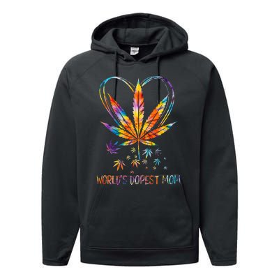 World's Dopest Mom Weed Leaf 420 Funny Mother's Day Performance Fleece Hoodie