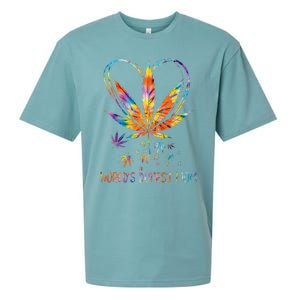 World's Dopest Mom Weed Leaf 420 Funny Mother's Day Sueded Cloud Jersey T-Shirt