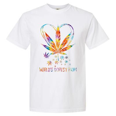 World's Dopest Mom Weed Leaf 420 Funny Mother's Day Garment-Dyed Heavyweight T-Shirt