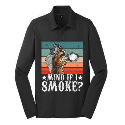 Welder Dad Mind If I Smoke for Welding Grandpa and Welders Silk Touch Performance Long Sleeve Polo