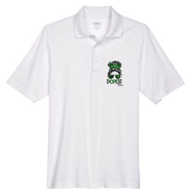 Worlds Dopest Mom Weed 420 Day Cannabis Funny Men's Origin Performance Pique Polo