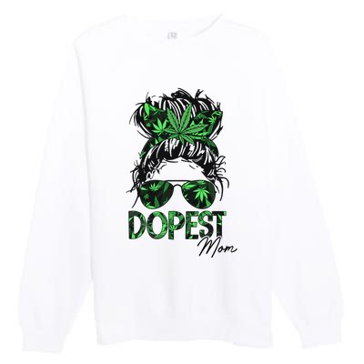 Worlds Dopest Mom Weed 420 Day Cannabis Funny Premium Crewneck Sweatshirt