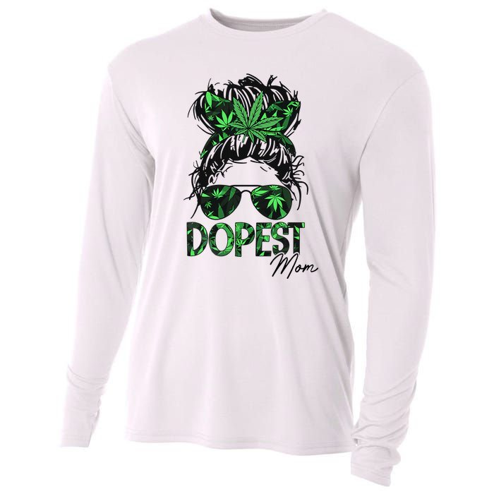 Worlds Dopest Mom Weed 420 Day Cannabis Funny Cooling Performance Long Sleeve Crew