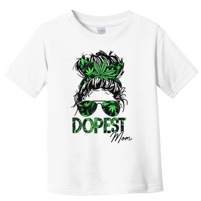 Worlds Dopest Mom Weed 420 Day Cannabis Funny Toddler T-Shirt