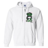 Worlds Dopest Mom Weed 420 Day Cannabis Funny Full Zip Hoodie