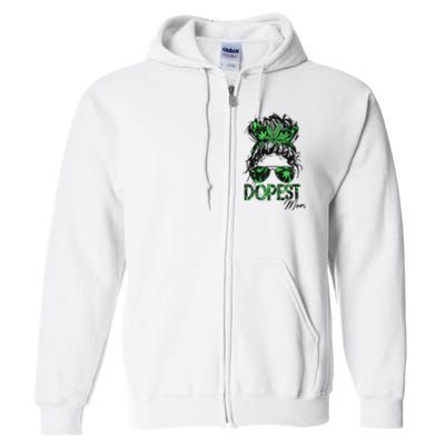 Worlds Dopest Mom Weed 420 Day Cannabis Funny Full Zip Hoodie