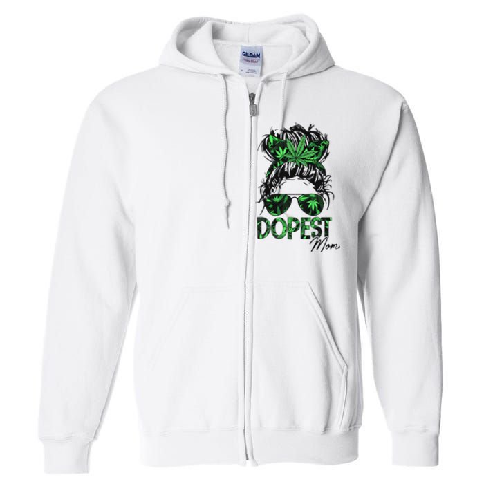 Worlds Dopest Mom Weed 420 Day Cannabis Funny Full Zip Hoodie