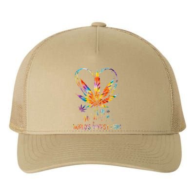 World's Dopest Mom Weed Leaf 420 Funny Mother's Day Yupoong Adult 5-Panel Trucker Hat