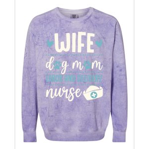 Wife Dog Mom Labor And Delivery Nurse Valentines Day Love Gift Colorblast Crewneck Sweatshirt