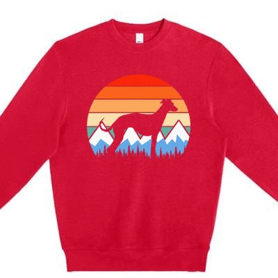 Whippet Dog Mountain Hiking Hiker Retro Vintage Premium Crewneck Sweatshirt