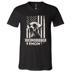 Weimaraner Dog Mom American Pride V-Neck T-Shirt