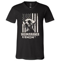 Weimaraner Dog Mom American Pride V-Neck T-Shirt