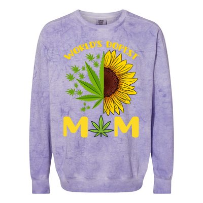 World's Dopest Mom Weed Marijuana Cannabis Weed Mother's Day Cool Gift Colorblast Crewneck Sweatshirt