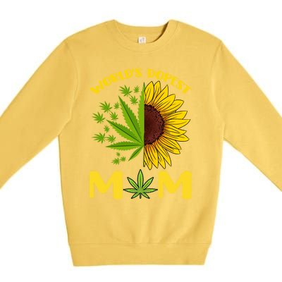 World's Dopest Mom Weed Marijuana Cannabis Weed Mother's Day Cool Gift Premium Crewneck Sweatshirt