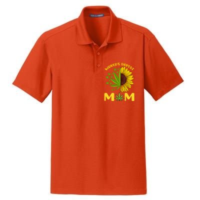 World's Dopest Mom Weed Marijuana Cannabis Weed Mother's Day Cool Gift Dry Zone Grid Polo