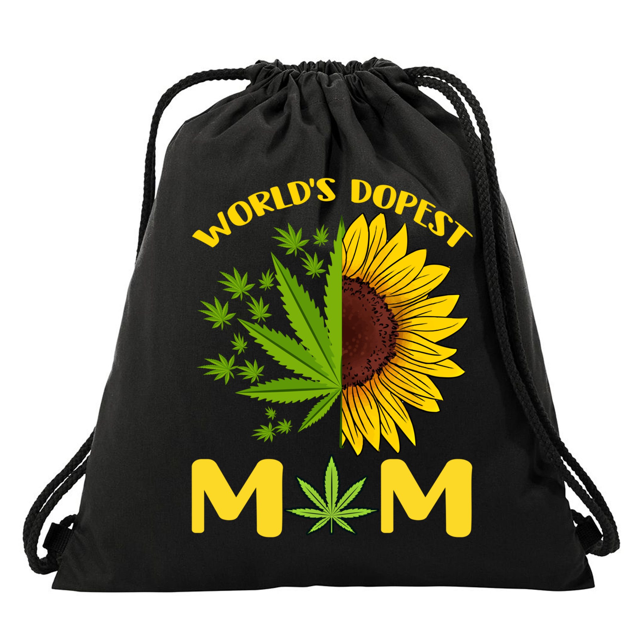 World's Dopest Mom Weed Marijuana Cannabis Weed Mother's Day Cool Gift Drawstring Bag