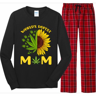 World's Dopest Mom Weed Marijuana Cannabis Weed Mother's Day Cool Gift Long Sleeve Pajama Set