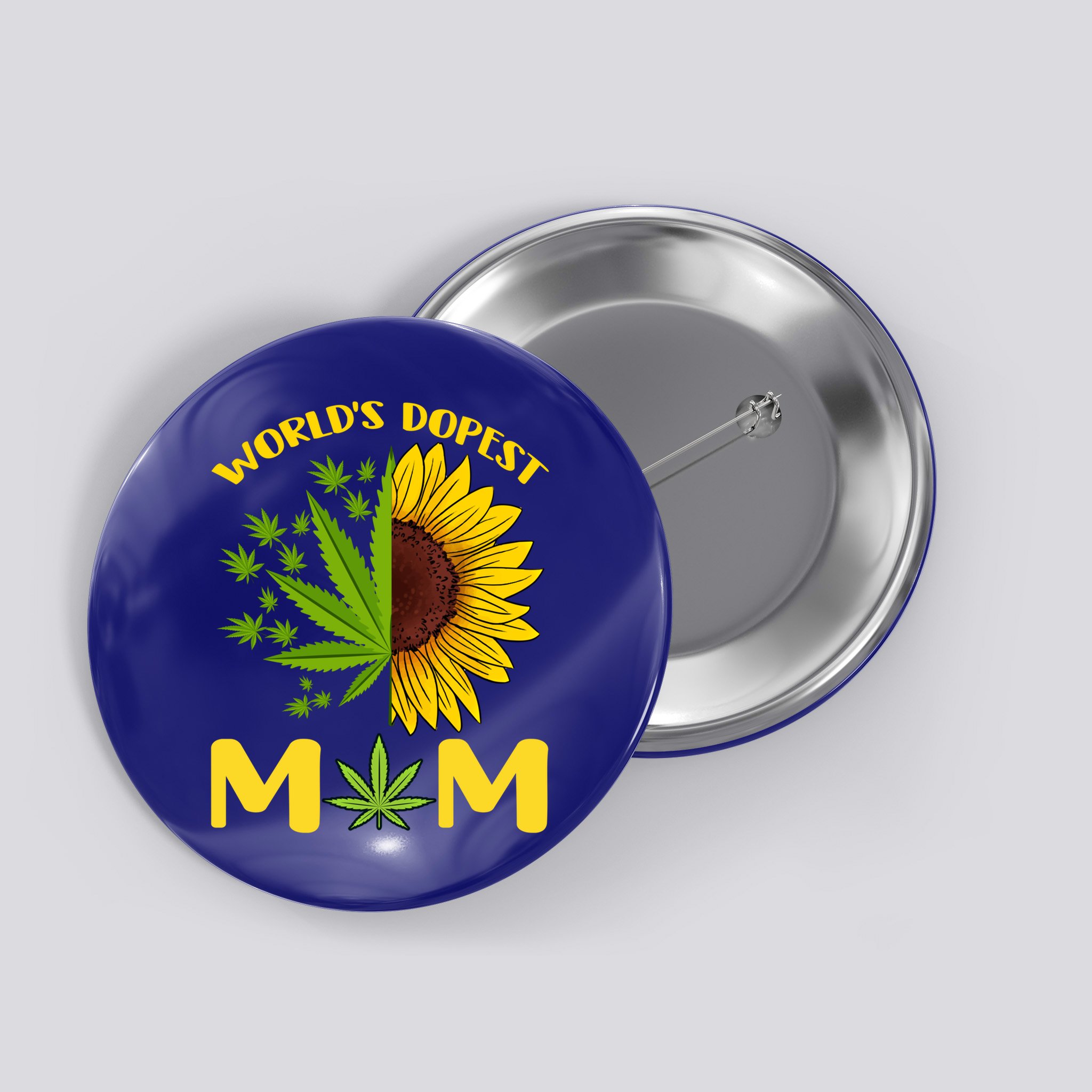 World's Dopest Mom Weed Marijuana Cannabis Weed Mother's Day Cool Gift Button