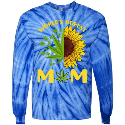 World's Dopest Mom Weed Marijuana Cannabis Weed Mother's Day Cool Gift Tie-Dye Long Sleeve Shirt