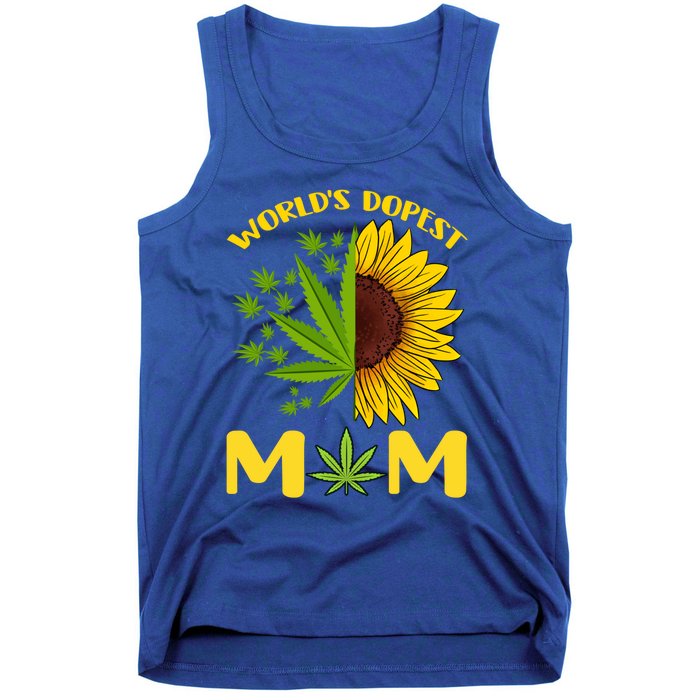 World's Dopest Mom Weed Marijuana Cannabis Weed Mother's Day Cool Gift Tank Top