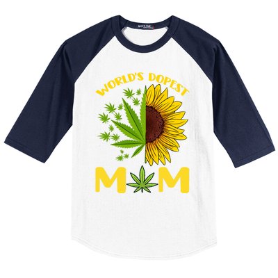 World's Dopest Mom Weed Marijuana Cannabis Weed Mother's Day Cool Gift Baseball Sleeve Shirt