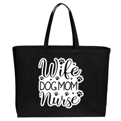 Wife Dog Mom Nurse Cotton Canvas Jumbo Tote