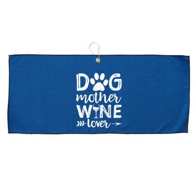 Wo Dog Mother Wine Lover Dog Mom Wine Mother's Day Gift Large Microfiber Waffle Golf Towel