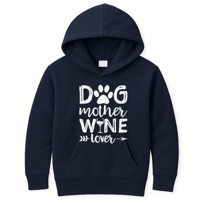 Wo Dog Mother Wine Lover Dog Mom Wine Mother's Day Gift Kids Hoodie