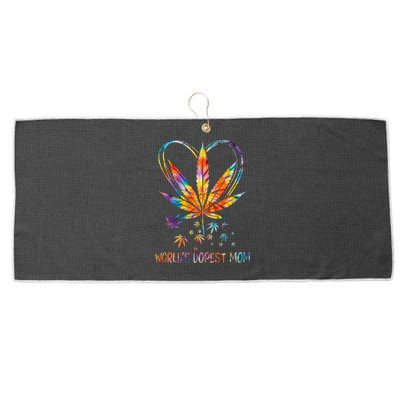 World's Dopest Mom Weed Leaf 420 Funny Mother's Day Large Microfiber Waffle Golf Towel