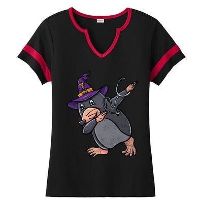 Witch Dabbing Mole Nurse Vintage Gift Ladies Halftime Notch Neck Tee