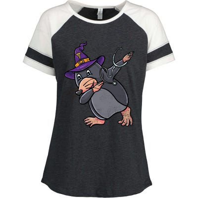 Witch Dabbing Mole Nurse Vintage Gift Enza Ladies Jersey Colorblock Tee