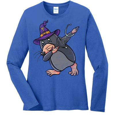 Witch Dabbing Mole Nurse Vintage Gift Ladies Long Sleeve Shirt