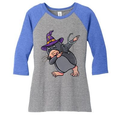 Witch Dabbing Mole Nurse Vintage Gift Women's Tri-Blend 3/4-Sleeve Raglan Shirt