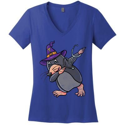 Witch Dabbing Mole Nurse Vintage Gift Women's V-Neck T-Shirt