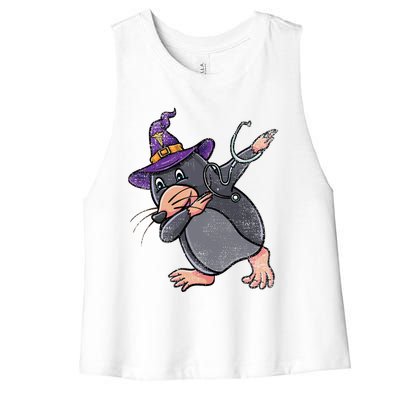 Witch Dabbing Mole Nurse Vintage Gift Women's Racerback Cropped Tank