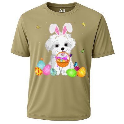 Womens Dog Mom Gift Cute Bunny Maltese Eggs Easter Day Performance Shirt