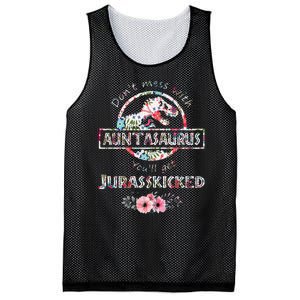 Womens Don't Mess With Auntasaurus You'll Get Jurasskicked Mesh Reversible Basketball Jersey Tank