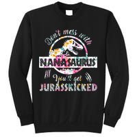 Womens Don't Mess With Nanasaurus You'll Get Jurasskicked Nana Dino Sweatshirt