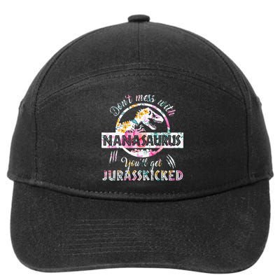 Womens Don't Mess With Nanasaurus You'll Get Jurasskicked Nana Dino 7-Panel Snapback Hat