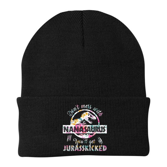 Womens Don't Mess With Nanasaurus You'll Get Jurasskicked Nana Dino Beanie