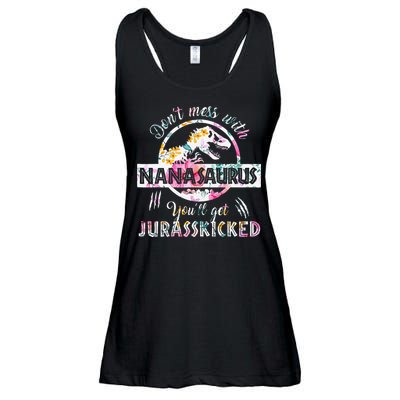 Womens Don't Mess With Nanasaurus You'll Get Jurasskicked Nana Dino Ladies Essential Flowy Tank