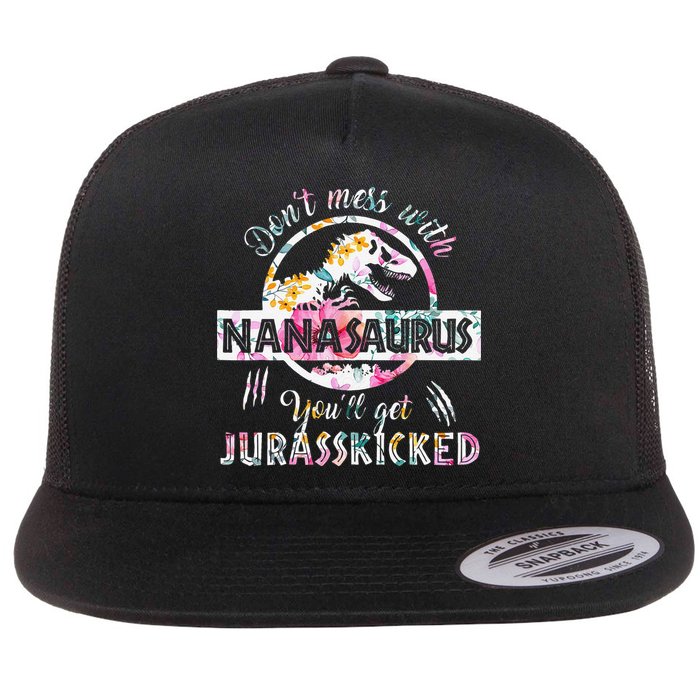 Womens Don't Mess With Nanasaurus You'll Get Jurasskicked Nana Dino Flatbill Hat
