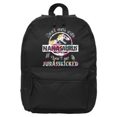 Womens Don't Mess With Nanasaurus You'll Get Jurasskicked Nana Dino 16 in Basic Backpack