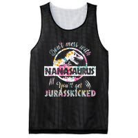Womens Don't Mess With Nanasaurus You'll Get Jurasskicked Nana Dino Mesh Reversible Basketball Jersey Tank
