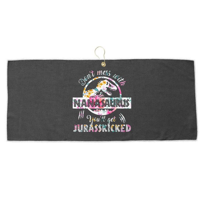 Womens Don't Mess With Nanasaurus You'll Get Jurasskicked Nana Dino Large Microfiber Waffle Golf Towel