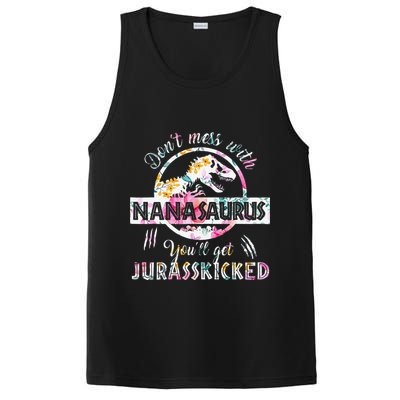 Womens Don't Mess With Nanasaurus You'll Get Jurasskicked Nana Dino PosiCharge Competitor Tank