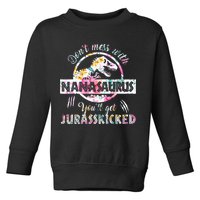 Womens Don't Mess With Nanasaurus You'll Get Jurasskicked Nana Dino Toddler Sweatshirt