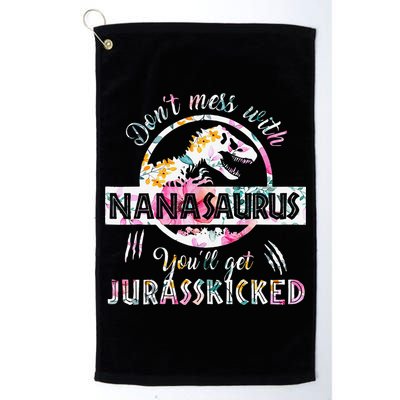 Womens Don't Mess With Nanasaurus You'll Get Jurasskicked Nana Dino Golf Towel